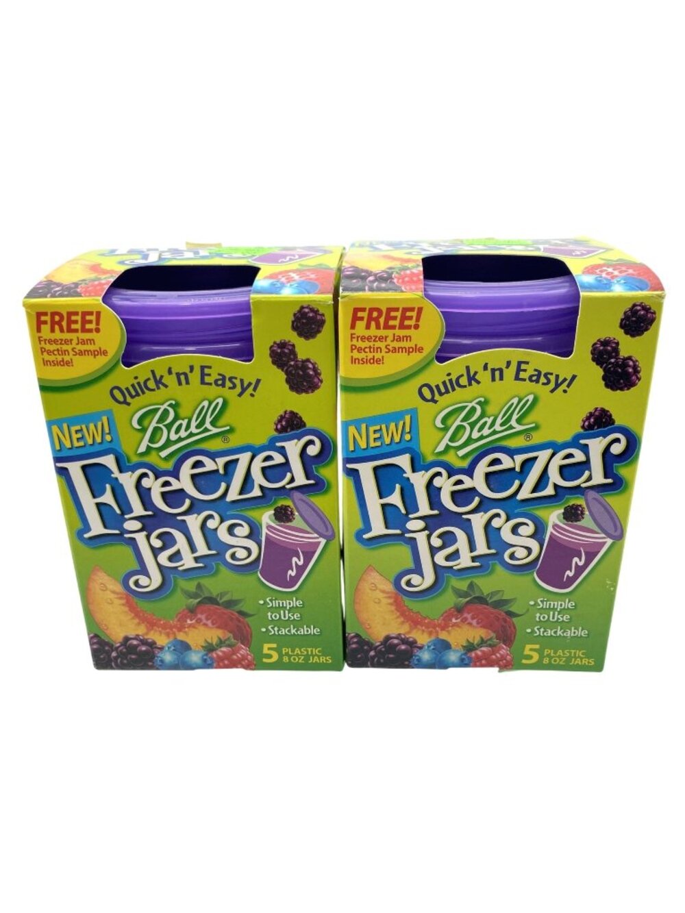 Ball Freezer Jars 8 Oz Plastic 2 Packs Of 5 Stackable Purple Twist On Lid 2005